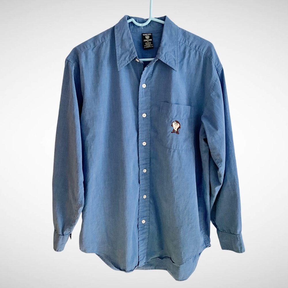 Warner Bros Vintage 100% Cotton Tasmanian Devil Buttondown Dress Shirt